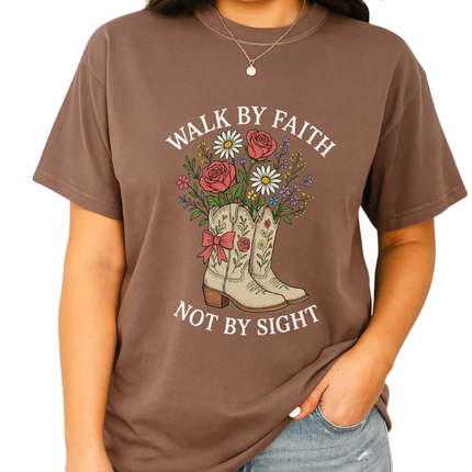 Walk by Faith, Not by Sight Floral T-shirt