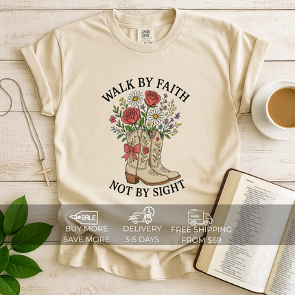 Walk by Faith, Not by Sight Floral T-shirt