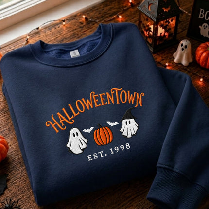 Spooky Halloween Town Embroidered Sweatshirt