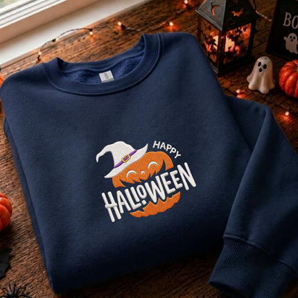 Happy Halloween Pumpkin Embroidered Sweatshirt