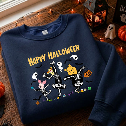 Cute Halloween Pooh Friends Skeleton Dance Sweatshirt