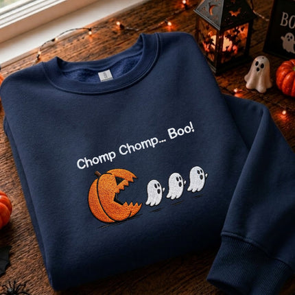Chomp Chomp Boo Halloween Embroidered Sweatshirt