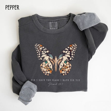 Comfort Colors Butterfly Jeremiah 29:11 Christian Sweatshirt
