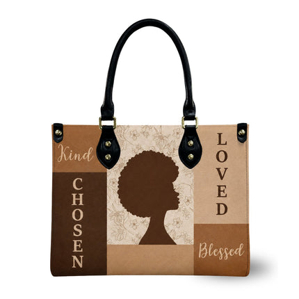 Personalized Chosen Loved Blessed Leather Handbag
