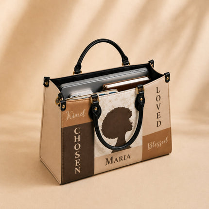 Personalized Chosen Loved Blessed Leather Handbag