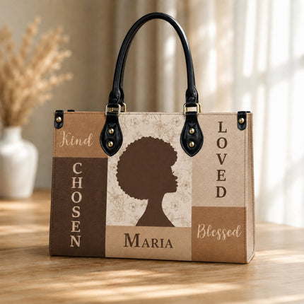 Personalized Chosen Loved Blessed Leather Handbag