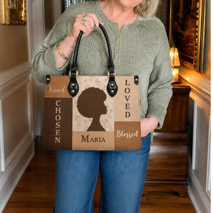 Personalized Chosen Loved Blessed Leather Handbag