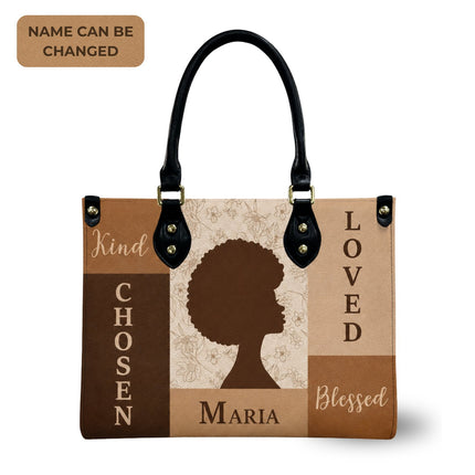 Personalized Chosen Loved Blessed Leather Handbag