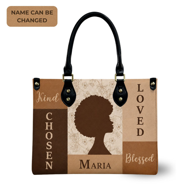 Personalized Chosen Loved Blessed Leather Handbag