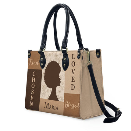 Personalized Chosen Loved Blessed Leather Handbag