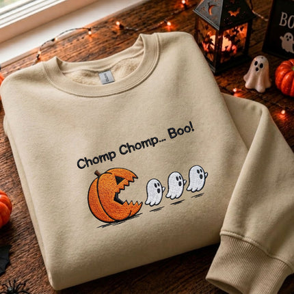 Chomp Chomp Boo Halloween Embroidered Sweatshirt