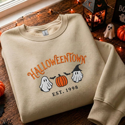 Spooky Halloween Town Embroidered Sweatshirt