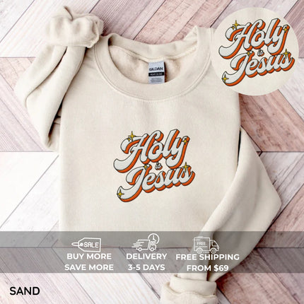 Holy is Jesus Embroidery Sweatshirt