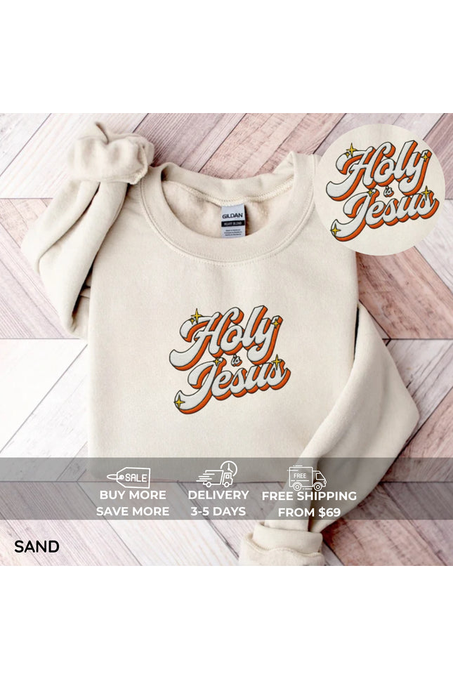 Holy is Jesus Embroidery Sweatshirt