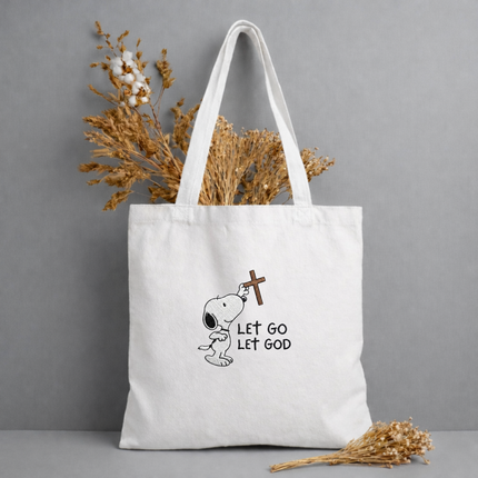 Let Go Let God Embroidered Tote Bag