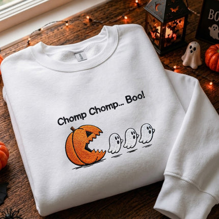 Chomp Chomp Boo Halloween Embroidered Sweatshirt