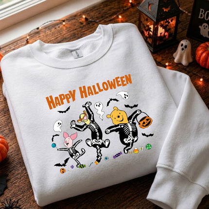 Cute Halloween Pooh Friends Skeleton Dance Sweatshirt