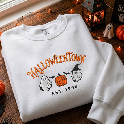 Spooky Halloween Town Embroidered Sweatshirt