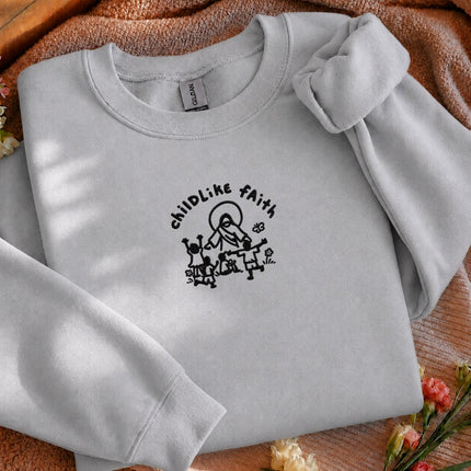 Childlike Faith Jesus Embroidered Sweatshirt