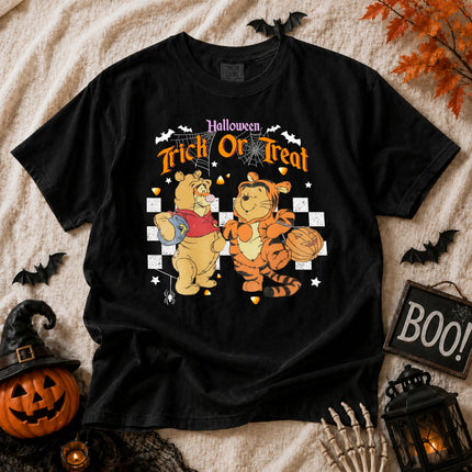 Comfort Colors Halloween Tigger And Pooh Trick Or Treat T-shirt