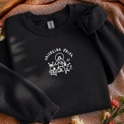 Childlike Faith Jesus Embroidered Sweatshirt