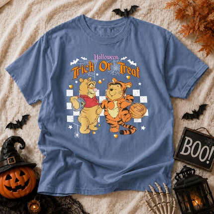 Comfort Colors Halloween Tigger And Pooh Trick Or Treat T-shirt