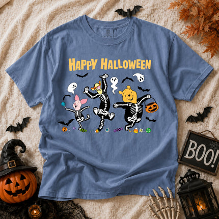 Comfort Colors Cute Halloween Pooh Friends Skeleton Dance T-shirt