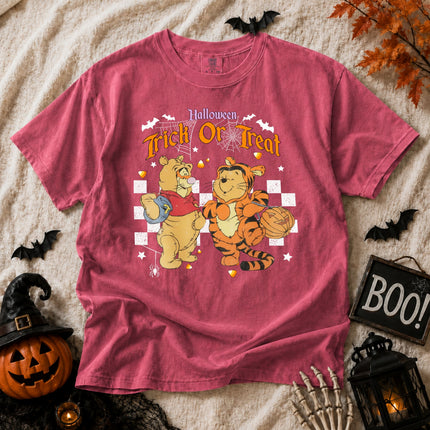Comfort Colors Halloween Tigger And Pooh Trick Or Treat T-shirt