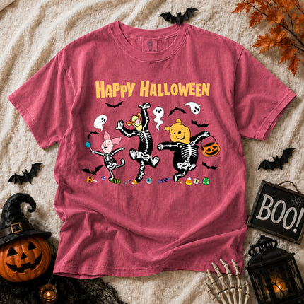 Comfort Colors Cute Halloween Pooh Friends Skeleton Dance T-shirt