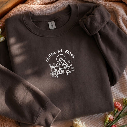 Childlike Faith Jesus Embroidered Sweatshirt