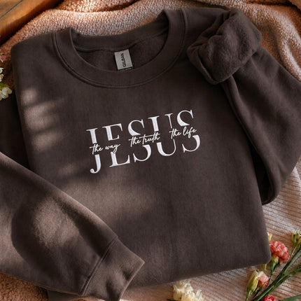 Jesus The Way The Truth The Life Embroidered Sweatshirt