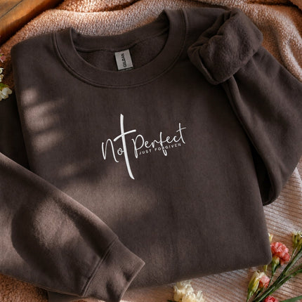Not Perfect Just Forgiven Embroidered Sweatshirt