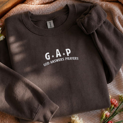 God Answers Prayers Embroidered Sweatshirt
