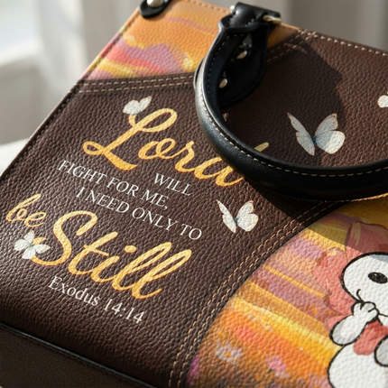 "The Lord Will Fight For Me, I Need Only To Be Still" Christian Leather Handbag