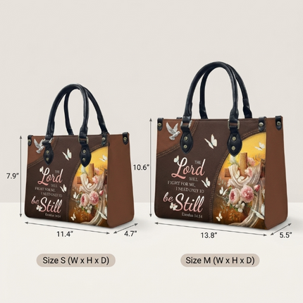 The Lord Will Fight For Me Leather Handbag