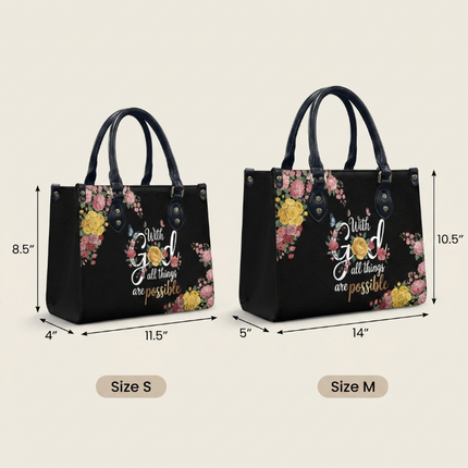 With God All Things Are Possible Leather Handbag