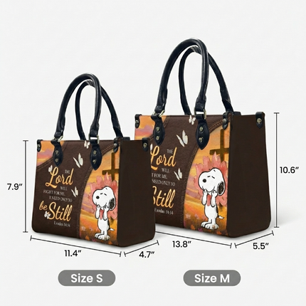 "The Lord Will Fight For Me, I Need Only To Be Still" Christian Leather Handbag