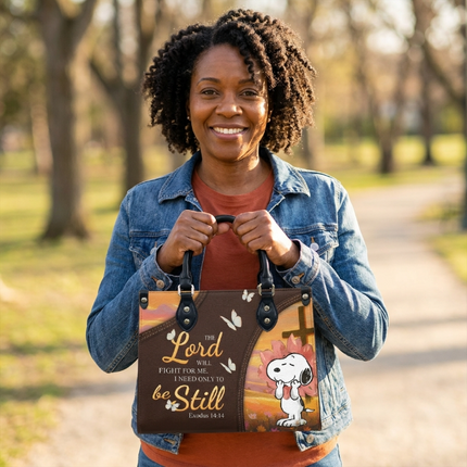 "The Lord Will Fight For Me, I Need Only To Be Still" Christian Leather Handbag