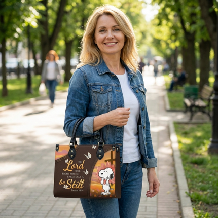 "The Lord Will Fight For Me, I Need Only To Be Still" Christian Leather Handbag