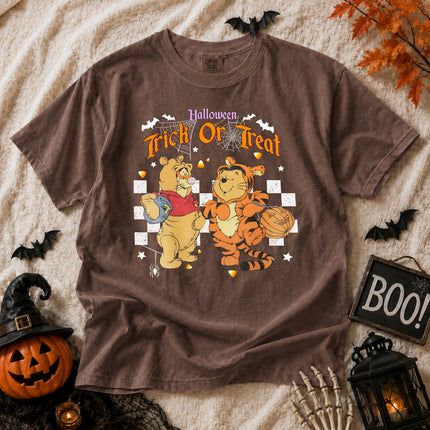 Comfort Colors Halloween Tigger And Pooh Trick Or Treat T-shirt