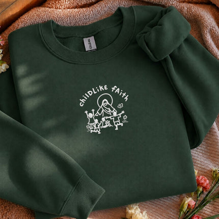 Childlike Faith Jesus Embroidered Sweatshirt