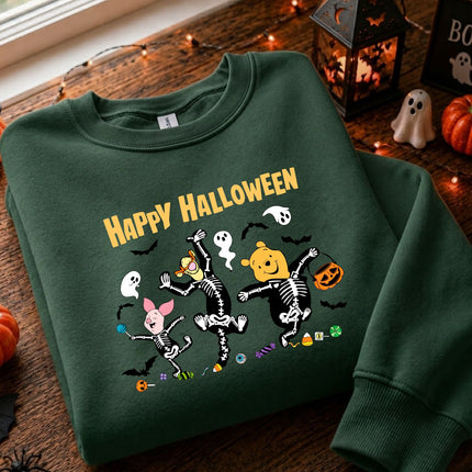 Cute Halloween Pooh Friends Skeleton Dance Sweatshirt