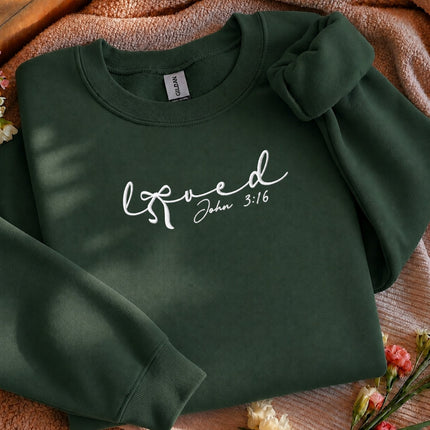 Loved John 3:16 Embroidered Sweatshirt
