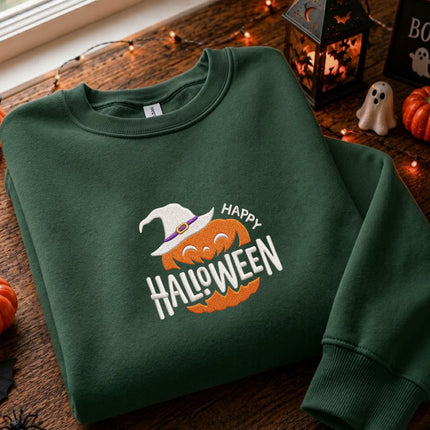 Happy Halloween Pumpkin Embroidered Sweatshirt