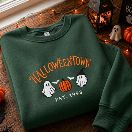 Spooky Halloween Town Embroidered Sweatshirt