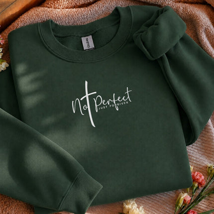 Not Perfect Just Forgiven Embroidered Sweatshirt
