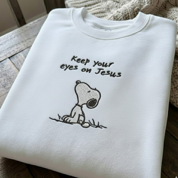 Keep Your Eyes On Jesus Embroidered Sweatshirt