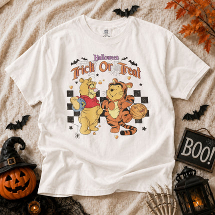 Comfort Colors Halloween Tigger And Pooh Trick Or Treat T-shirt