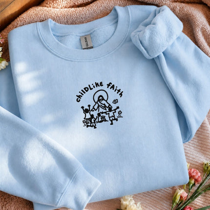 Childlike Faith Jesus Embroidered Sweatshirt