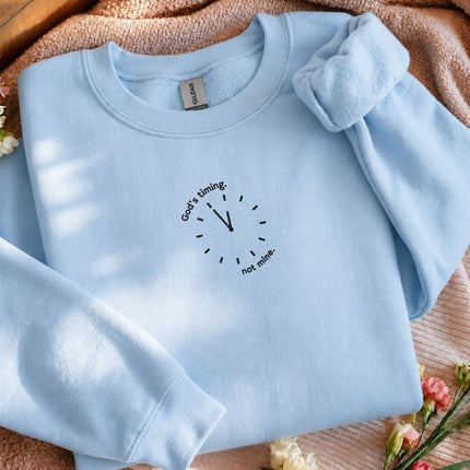 God's Timing Not Mine Embroidered Sweatshirt